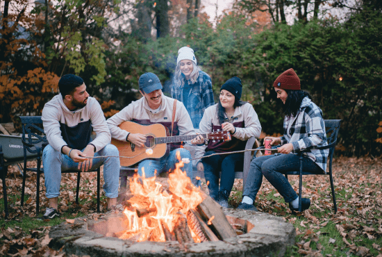 people around campfire